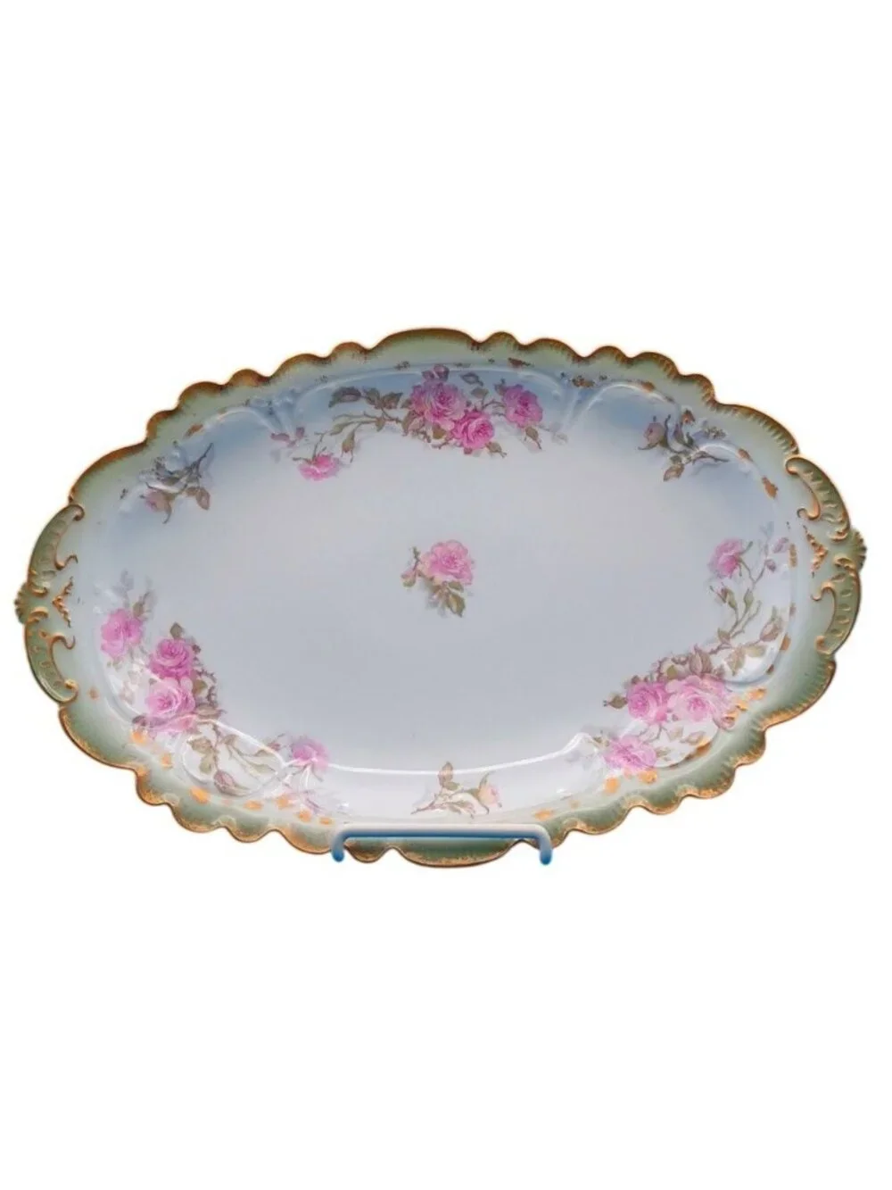 Belle Epoch  GDA Haviland Limoges Rose Scalloped Serving Tray Platter Antique